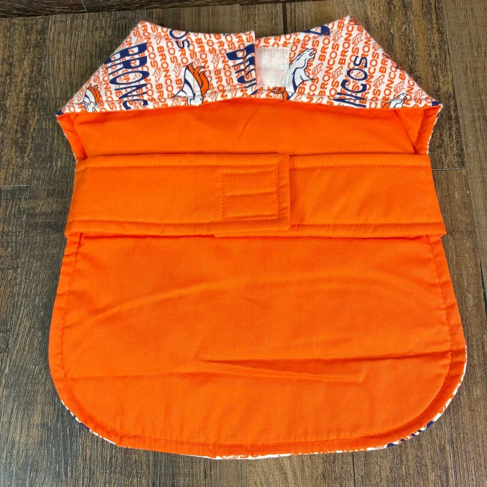 Denver Broncos NFL Pet Jacket Orange Blue Logo Print Small Dog Large Cat Coat